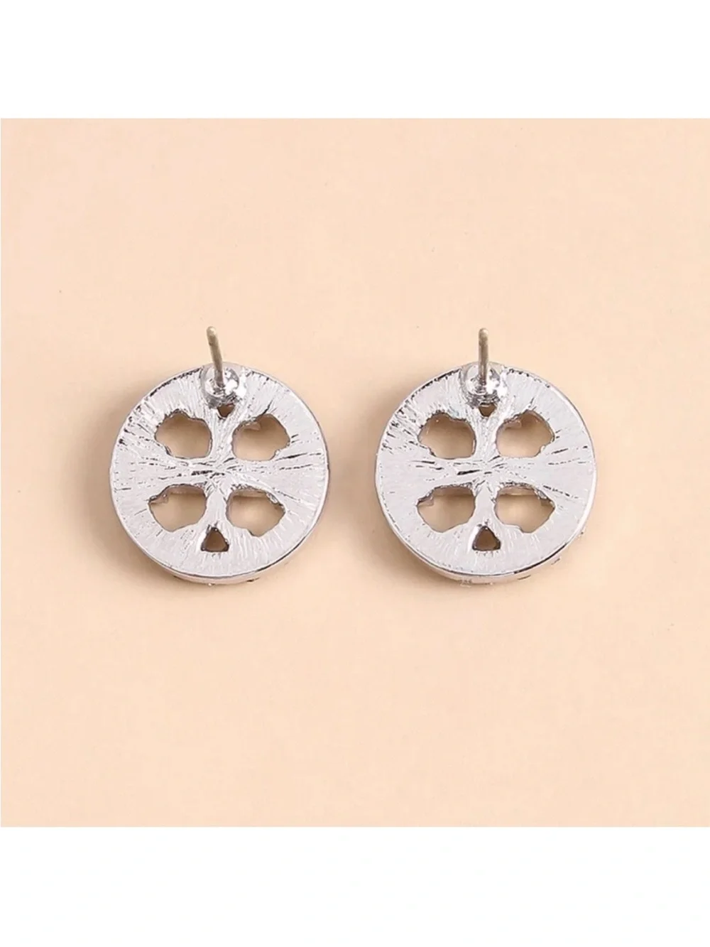 New! Tory Burch-Inspired Silver Reverse T QZ Earring Stud OS